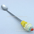 Long handle metal spoon with polyresin ice cream spoon decoration